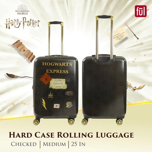FUL Harry Potter 25 Inch Rolling Luggage, Hogwarts Express Hardshell Suitcase with Spinner Wheels, Black (FKFL0004-001) in Saudi Arabia