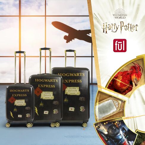 FUL Harry Potter 25 Inch Rolling Luggage, Hogwarts Express Hardshell Suitcase with Spinner Wheels, Black (FKFL0004-001) in Saudi Arabia