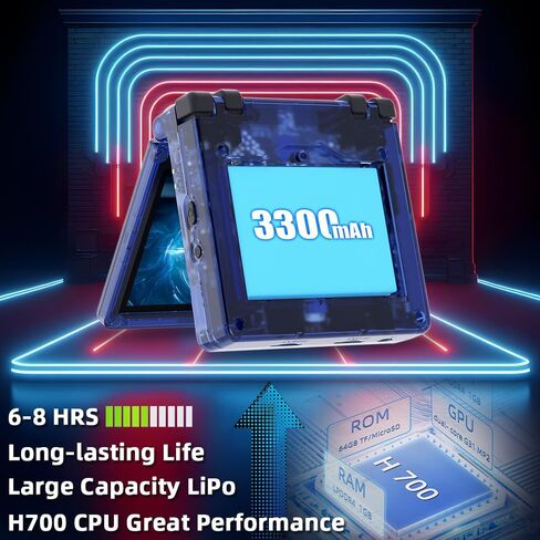 وحدة تحكم ألعاب محمولة RG35XXSP شاشة 3.5 بوصة IPS 3300 مللي أمبير في الساعة صدفي ريترو وحدات تحكم ألعاب قابلة للطي نظام محمول باليد أسود شفاف in Saudi Arabia