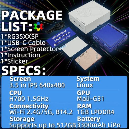 وحدة تحكم ألعاب محمولة RG35XXSP شاشة 3.5 بوصة IPS 3300 مللي أمبير في الساعة صدفي ريترو وحدات تحكم ألعاب قابلة للطي نظام محمول باليد أسود شفاف in Saudi Arabia