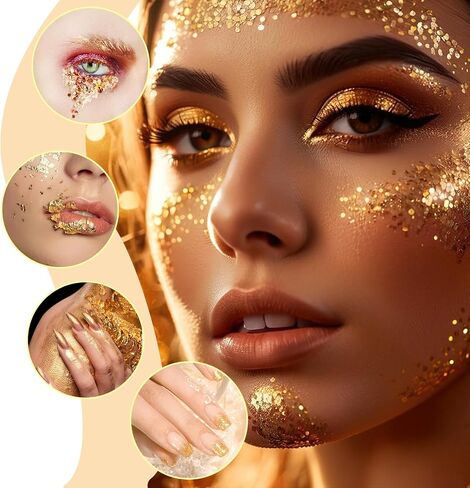 Sibba 4 Pcs Gold Foil Flakes Gold Flakes for Resin Gold Foil Flakes Leaf Cake Decoration Imitation Foil Flakes Resin Metallic Leaf 20g for Nails Painting Makeup Crafts Supplies Jewelry Making in Saudi Arabia