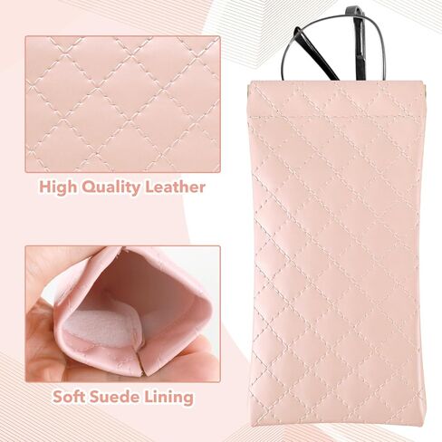 3 PCS Soft Eyeglass Case for Women Leather Queeze Top Sunglasses Pouch with 3 Glasses Cleaning Cloth, Portable Eyeglass Organizer Bag for Travel in Saudi Arabia