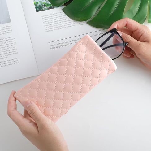 3 PCS Soft Eyeglass Case for Women Leather Queeze Top Sunglasses Pouch with 3 Glasses Cleaning Cloth, Portable Eyeglass Organizer Bag for Travel in Saudi Arabia
