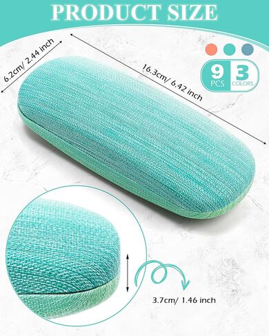 9 قطع حافظة نظارات بقشرة صلبة حافظة نظارات واقية مع قطعة قماش للتنظيف من جلد البولي يوريثان حافظة نظارات متعددة للقراءة للنساء والرجال نظارات شمسية in Kuwait