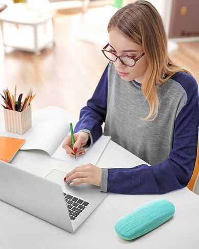 9 قطع حافظة نظارات بقشرة صلبة حافظة نظارات واقية مع قطعة قماش للتنظيف من جلد البولي يوريثان حافظة نظارات متعددة للقراءة للنساء والرجال نظارات شمسية in Kuwait