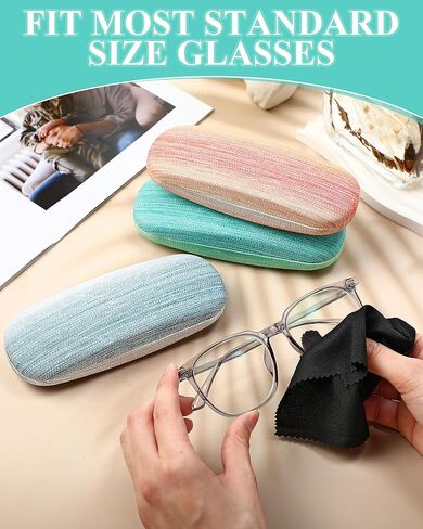 9 قطع حافظة نظارات بقشرة صلبة حافظة نظارات واقية مع قطعة قماش للتنظيف من جلد البولي يوريثان حافظة نظارات متعددة للقراءة للنساء والرجال نظارات شمسية in Kuwait