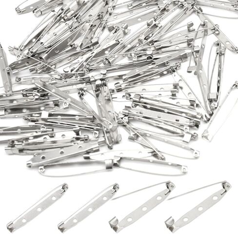 200 Pieces Bar Pin Back 15mm Brooch Pin Back Metal Back Brooches Bar Jewelry Pins Locking Pin Back Clasp for Badges DIY Craft Name Tags (15mm/DIY) in Saudi Arabia