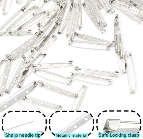 200 Pieces Bar Pin Back 15mm Brooch Pin Back Metal Back Brooches Bar Jewelry Pins Locking Pin Back Clasp for Badges DIY Craft Name Tags (15mm/DIY) in Saudi Arabia