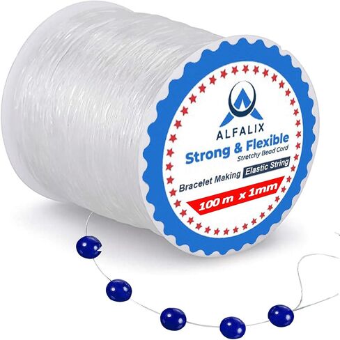 1mm x 100m Clear Elastic Bracelet String Strong & Stretchy Elastic String for Bracelets Bead Cord Elastic for Jewellery Making and Jewelry Making Clear String for Bracelet Making Supplies (1Pcs) in Saudi Arabia