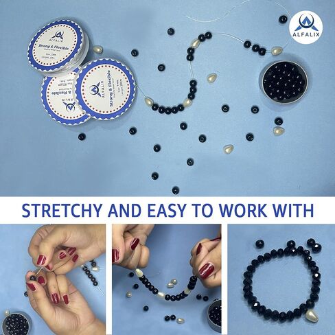 1mm x 100m Clear Elastic Bracelet String Strong & Stretchy Elastic String for Bracelets Bead Cord Elastic for Jewellery Making and Jewelry Making Clear String for Bracelet Making Supplies (1Pcs) in Saudi Arabia