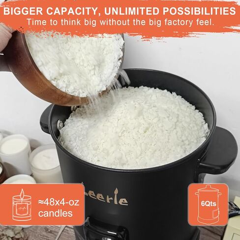 جهاز إذابة الشمع الرقمي من ليري 6Qts/12Lbs لصنع الشموع - وعاء ذوبان الشمع D6 مع تحكم دقيق في درجة الحرارة وصنبور نحاسي أساسي للتسخين من أجل صانع الشموع المنزلي والأعمال التجارية in Saudi Arabia