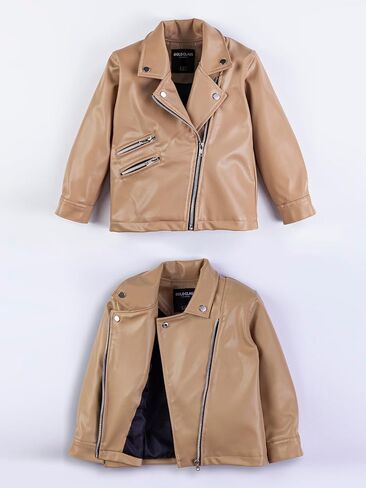 Kids Leather Jacket Unisex, Boys Leather Jacket, Stylish Girls Leather Jacket with Notched Collar in Saudi Arabia