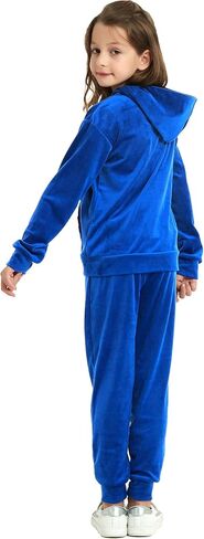 MessBebe Girls Sweatsuits Jogging Set Velour Tracksuit 2 Piece Outfits Zip Up Hoodies and Pants Sportswear Set 110-150 in Saudi Arabia