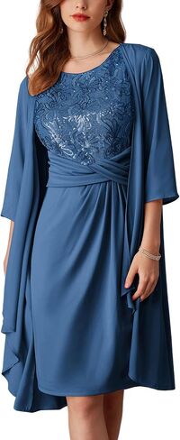 GRACE KARIN Women's Sequin Dress Two Piece Mother of The Bride Dresses with Jacket Lace Formal Wedding Guest Dress in Saudi Arabia