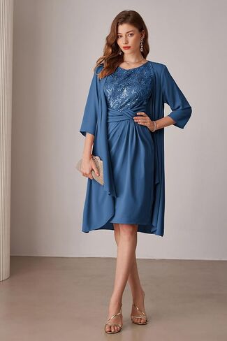 GRACE KARIN Women's Sequin Dress Two Piece Mother of The Bride Dresses with Jacket Lace Formal Wedding Guest Dress in Saudi Arabia