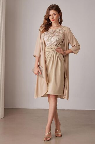 GRACE KARIN Women's Sequin Dress Two Piece Mother of The Bride Dresses with Jacket Lace Formal Wedding Guest Dress in Saudi Arabia