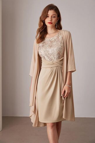 GRACE KARIN Women's Sequin Dress Two Piece Mother of The Bride Dresses with Jacket Lace Formal Wedding Guest Dress in Saudi Arabia
