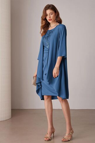 GRACE KARIN Women's Sequin Dress Two Piece Mother of The Bride Dresses with Jacket Lace Formal Wedding Guest Dress in Saudi Arabia