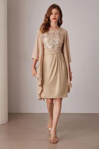 GRACE KARIN Women's Sequin Dress Two Piece Mother of The Bride Dresses with Jacket Lace Formal Wedding Guest Dress in Saudi Arabia