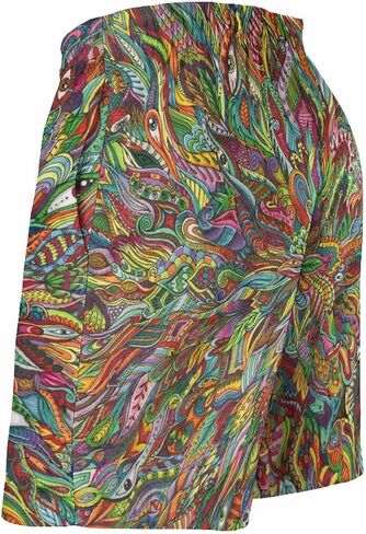 شورت رجالي من Trippy Psychedelic Swim Trunks Beach Board مع بطانة شبكية وجيوب in Kuwait