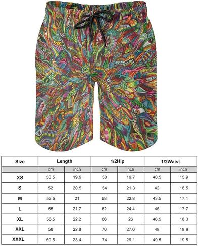 شورت رجالي من Trippy Psychedelic Swim Trunks Beach Board مع بطانة شبكية وجيوب in Kuwait