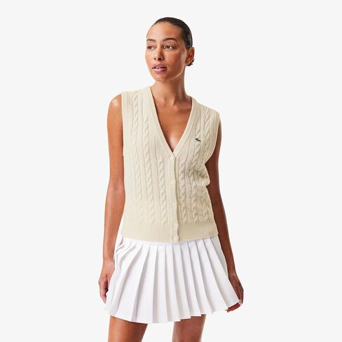 Lacoste Women's Sleeveless Cashmere Cardigan in Saudi Arabia