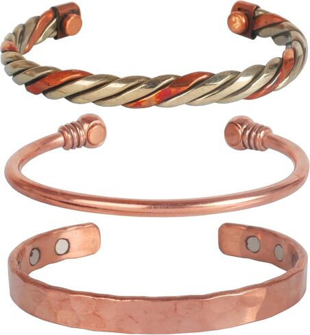 سوار النحاس Touchstone النمط التبتي. تم تشكيلها يدويًا بسوار مجوهرات نحاسي صلب وعالي القياس للنساء والرجال. مجموعة من التصاميم المختلفة in Kuwait