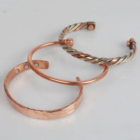 سوار النحاس Touchstone النمط التبتي. تم تشكيلها يدويًا بسوار مجوهرات نحاسي صلب وعالي القياس للنساء والرجال. مجموعة من التصاميم المختلفة in Kuwait