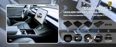 KYX Newest 5PCS Center Console Organizer Compatible with 2024 2025 Tesla Model 3 Highland,4 Car Organizer Trays & 1 Center Console Cup Holder,Hidden Storage for Tesla Model 3 Accessories 2024 2025 in Saudi Arabia