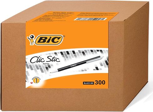 أقلام BIC Clic Stic - عبوة من 300 قلم - أقلام BIC قابلة للسحب - نقطة متوسطة (1.0 ملم) - حبر أسود - مجموعة أقلام Bic Click مستديرة كبيرة الحجم in Saudi Arabia