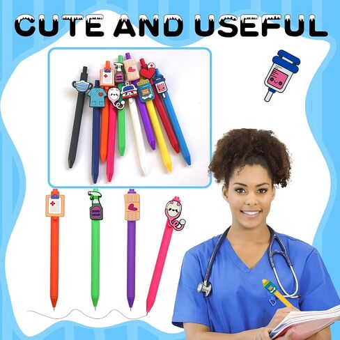 10Pcs Nurse Pens with 5 Extra Refills,Nursing School Essentials|Medical Assistant Accessories|Nurse CNA Accessories for Work, Present for Nurses, Doctors, and Nursing Students and Teachers in Saudi Arabia