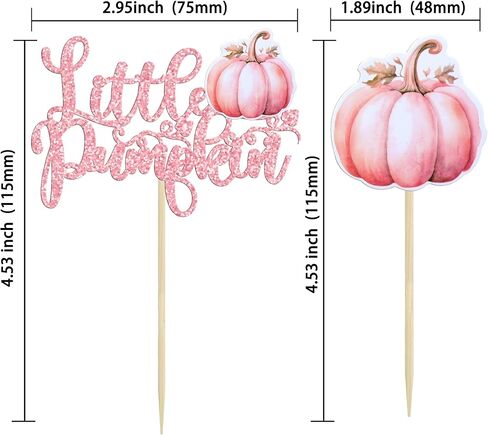 Ephlyn 24Pcs Little Pumpkin Cupcake Toppers Pink Glitter Pumpkin Birthday Baby Shower Decorations for Thanksgiving Birthday Fall Theme Party Decorations Supplies in Kuwait