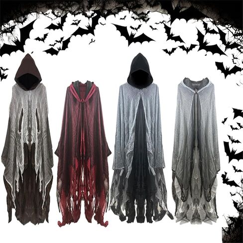 Halloween Grim Ghost Reaper Cloak Scythe Tattoo Sticker Devil Costume Demon Cape Sorcerer Robe Adult Teens Outfit in Kuwait