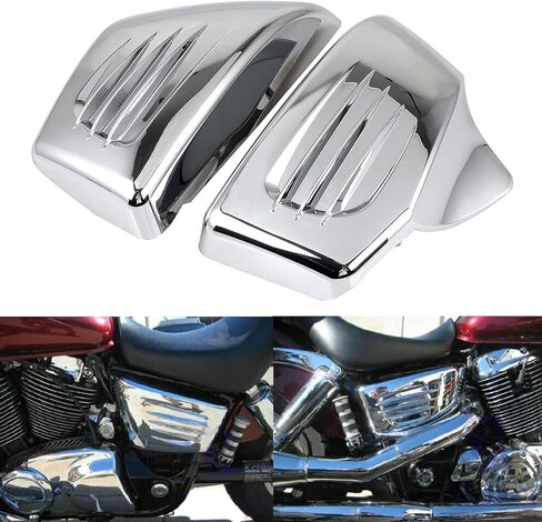 Left & Right ABS Side Battery Cover For Honda Shadow (A.C.E.) VT1100C2 1995-2000, VT1100C2 Sabre 2000-2007, VT1100T Tourer 1998-2001, Black in Saudi Arabia
