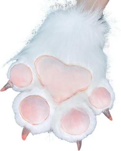 Plush Furry Cat Claw Gloves Faux Fur Fox Paws Mittens for Halloween Cosplay Costume Adorable Animal Nails 1 in Saudi Arabia