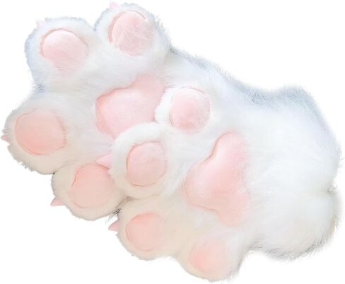 Plush Furry Cat Claw Gloves Faux Fur Fox Paws Mittens for Halloween Cosplay Costume Adorable Animal Nails 1 in Saudi Arabia