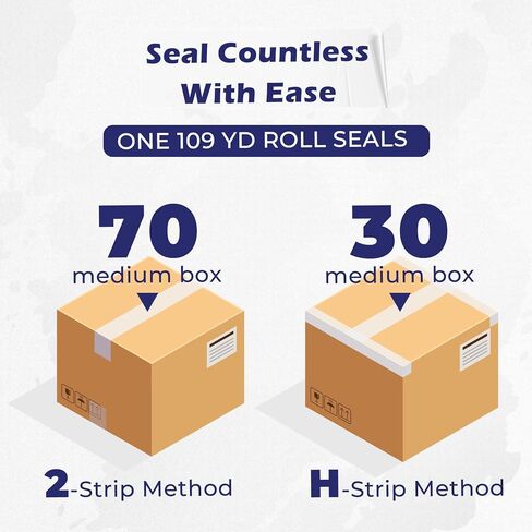 عبوات شريط التغليف Fuxury 109Y، إجمالي 654Y، شريط تغليف شفاف شديد التحمل لنقل الصناديق، والشحن، والختم، والتخزين، 1.88 بوصة × 109 ياردة، 6 لفات in Kuwait