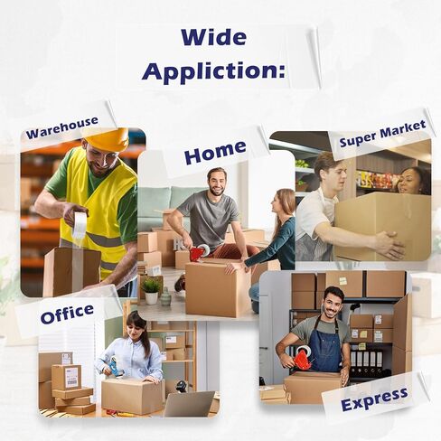 عبوات شريط التغليف Fuxury 109Y، إجمالي 654Y، شريط تغليف شفاف شديد التحمل لنقل الصناديق، والشحن، والختم، والتخزين، 1.88 بوصة × 109 ياردة، 6 لفات in Kuwait