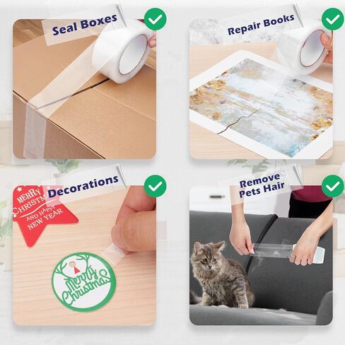 عبوات شريط التغليف Fuxury 109Y، إجمالي 654Y، شريط تغليف شفاف شديد التحمل لنقل الصناديق، والشحن، والختم، والتخزين، 1.88 بوصة × 109 ياردة، 6 لفات in Kuwait