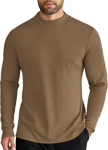 COOFANDY Men's Mock Turtleneck Long Sleeve Shirts Slim Fit Basic T-Shirt Lightweight Ribbed Pullover Sweater in Kuwait