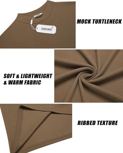 COOFANDY Men's Mock Turtleneck Long Sleeve Shirts Slim Fit Basic T-Shirt Lightweight Ribbed Pullover Sweater in Kuwait