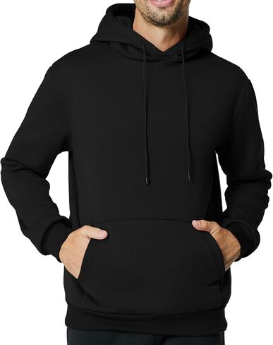 Mens Hooded Sweatshirt Casual Long Sleeve Fleece Hoodies Drawstring Workout Pullover with Kanga Pocket in Saudi Arabia