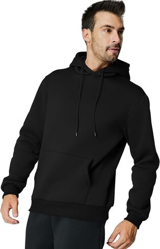 Mens Hooded Sweatshirt Casual Long Sleeve Fleece Hoodies Drawstring Workout Pullover with Kanga Pocket in Saudi Arabia