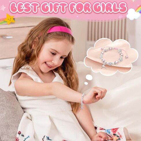 Cute Dance Bracelet for Girls - Pink Dance Bracelet Girls Accessories with Encouraging Quotes Card for Girl Women Gifts for Birthday Party Decorations, Large in Saudi Arabia