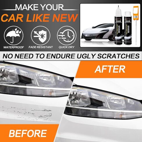 Touch Up Paint For Cars, Automotive White Car Paint Pen Scratch Repair Two-In-One Touch Up Paint, Premium Car Scratch Remover for Deep Scratches 0.4 fl oz (Pure White) in Saudi Arabia