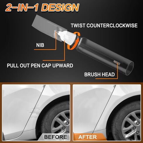 Touch Up Paint For Cars, Automotive White Car Paint Pen Scratch Repair Two-In-One Touch Up Paint, Premium Car Scratch Remover for Deep Scratches 0.4 fl oz (Pure White) in Saudi Arabia