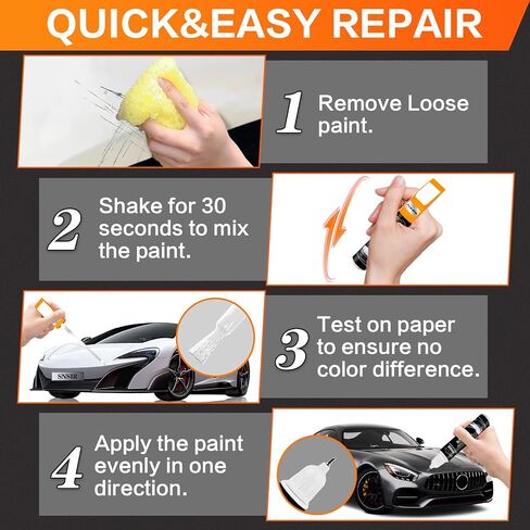 Touch Up Paint For Cars, Automotive White Car Paint Pen Scratch Repair Two-In-One Touch Up Paint, Premium Car Scratch Remover for Deep Scratches 0.4 fl oz (Pure White) in Saudi Arabia