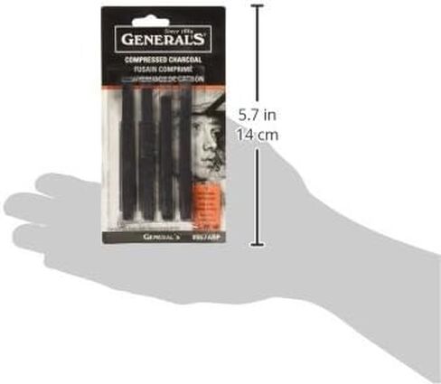 General Pencil 957ABP Compressed Charcoal Sticks 4/Pkg-Black - Soft Assorted in Saudi Arabia