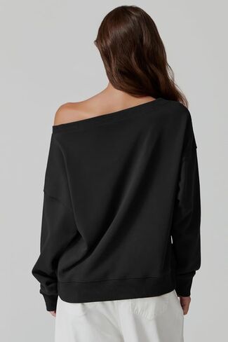 QINSEN Womens Oversized Sweatshirt Long Sleeve Off The Shoulder Pullover Casual Comfy Hoodie Fashion Outfits in Kuwait