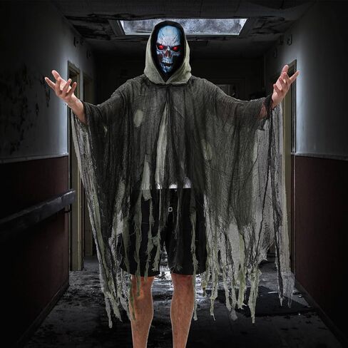 Double Couple Grim Reaper Costume with Scary Halloween Mask Womens Men Halloween Costumes Outfit Cloak with Hood Cosplay in Saudi Arabia